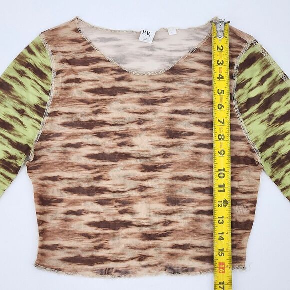 Pacsun Mesh Shirt Crop Top Womens Size Medium Sheer Tie Dye Fairy Grunge Rave - Picture 4 of 8